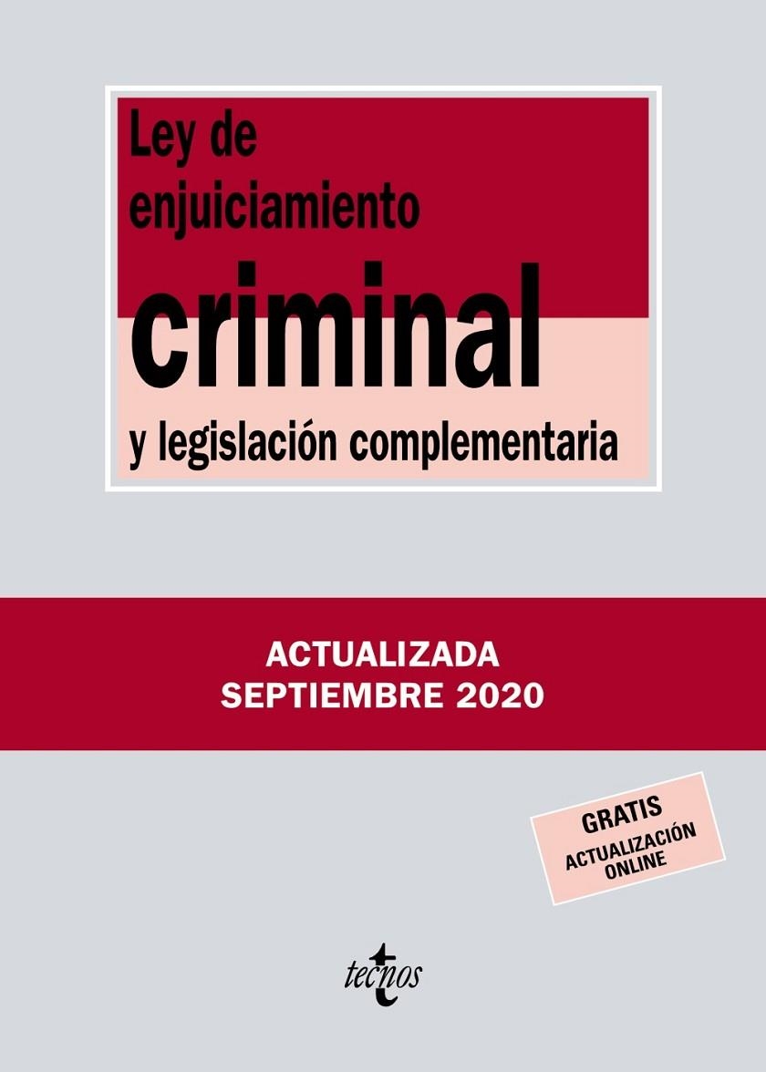 LEY DE ENJUICIAMIENTO CRIMINAL Y LEGISLACIÓN COMPLEMENTARIA | 9788430980093 | EDITORIAL TECNOS