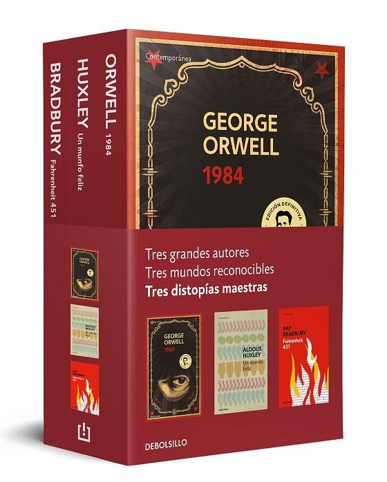 DISTOPÍAS MAESTRAS (PACK CON: 1984 DE ORWELL | UN MUNDO FELIZ DE HUXLEY | FAHREN | 9788466359542 | VARIOS AUTORES,